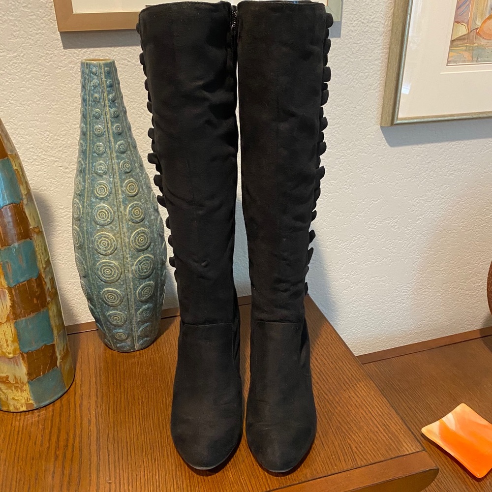 WORTHINGTON Black Boot with Ruffle Accent